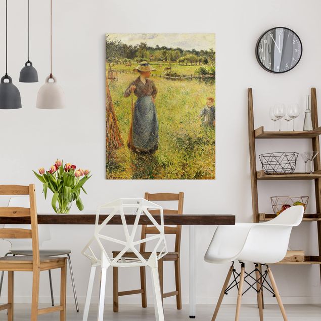 Canvas schilderijen Camille Pissarro - The Haymaker