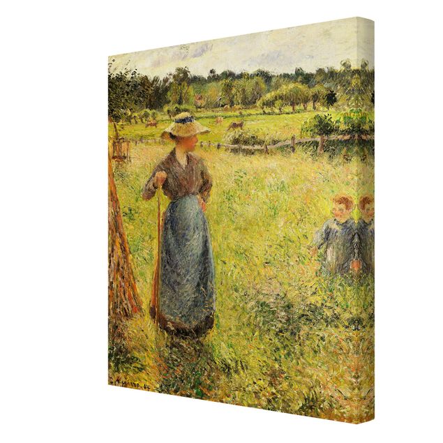 Canvas schilderijen Camille Pissarro - The Haymaker