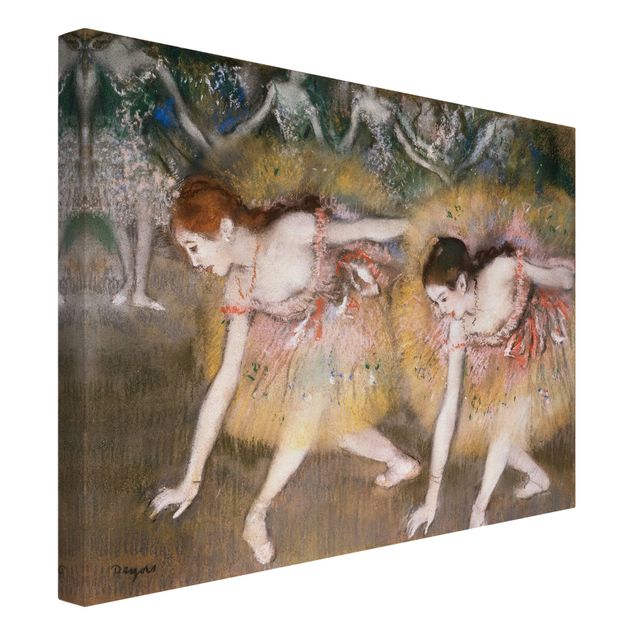 Canvas schilderijen Edgar Degas - Dancers Bending Down