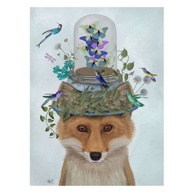 Canvas schilderijen Fox With Butterfly Shut