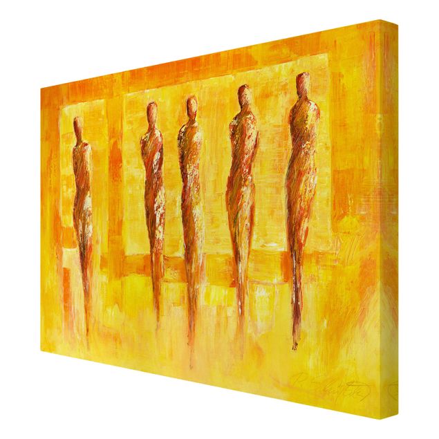 Canvas schilderijen Five Figures In Yellow