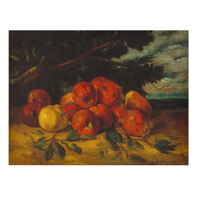 Canvas schilderijen Gustave Courbet - Red Apples At The Foot Of A Tree