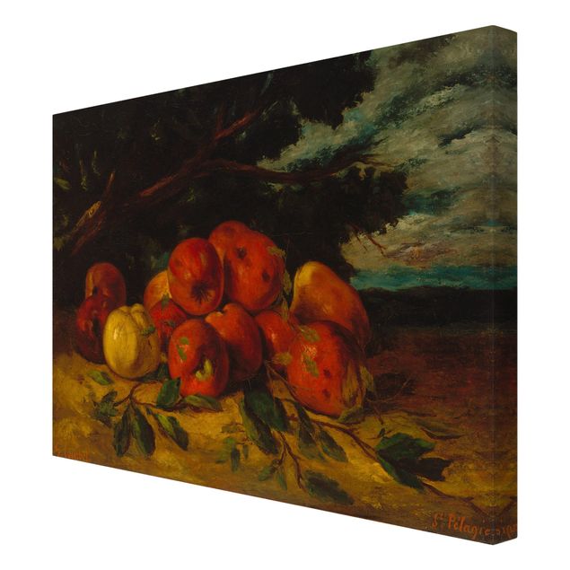 Canvas schilderijen Gustave Courbet - Red Apples At The Foot Of A Tree