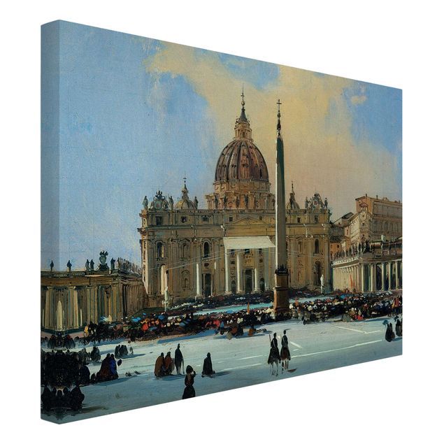Canvas schilderijen Ippolito Caffi - Pope Blessing In St. Peter'S Square In Rome