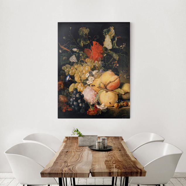 Canvas schilderijen Jan van Huysum - Fruits, Flowers and Insects