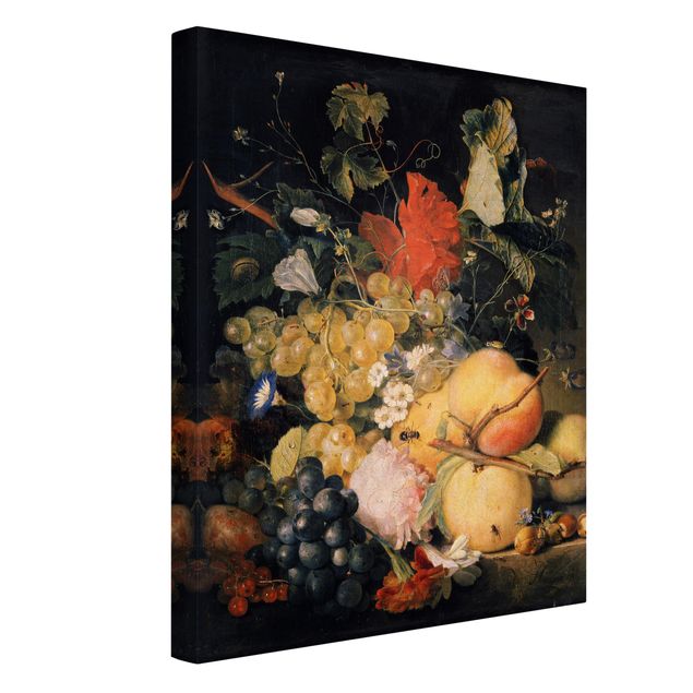 Canvas schilderijen Jan van Huysum - Fruits, Flowers and Insects