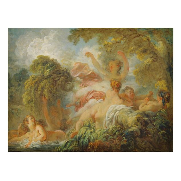 Canvas schilderijen Jean Honoré Fragonard - Bathing Girls