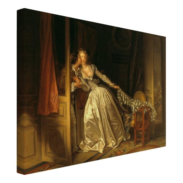Canvas schilderijen Jean Honoré Fragonard - The Stolen Kiss