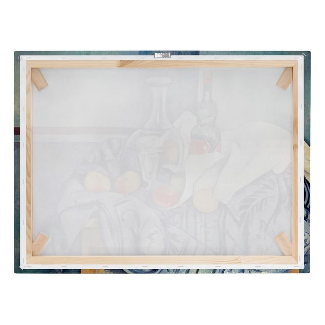 Canvas schilderijen Paul Cézanne - Still Life With Peaches And Bottles