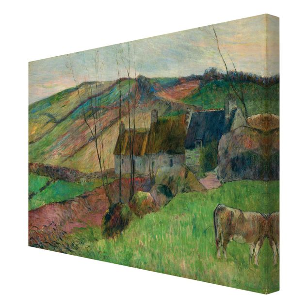 Canvas schilderijen Paul Gauguin - Cottages On The Side Of Montagne Sainte-Marguerite