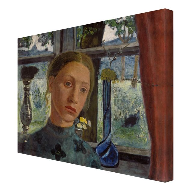 Canvas schilderijen Paula Modersohn-Becker - Girl'S Head In Front Of A Window