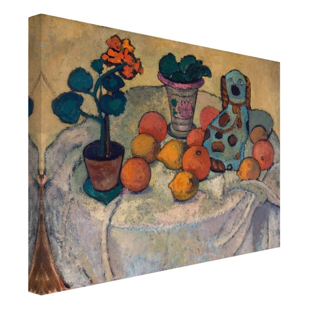 Canvas schilderijen Paula Modersohn-Becker - Still Life With Oranges And Stoneware Dog