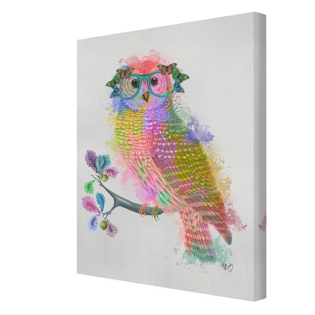 Canvas schilderijen Rainbow Splash Owl