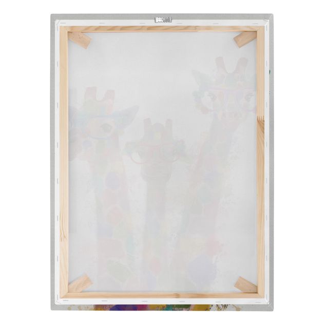 Canvas schilderijen Rainbow Splash Giraffe Trio