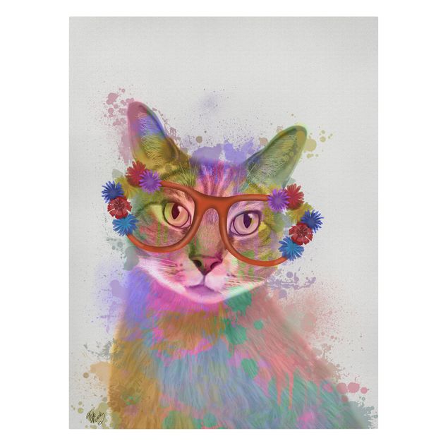 Canvas schilderijen Rainbow Splash Cat