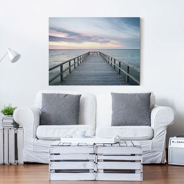 Canvas schilderijen Landing Bridge Boardwalk