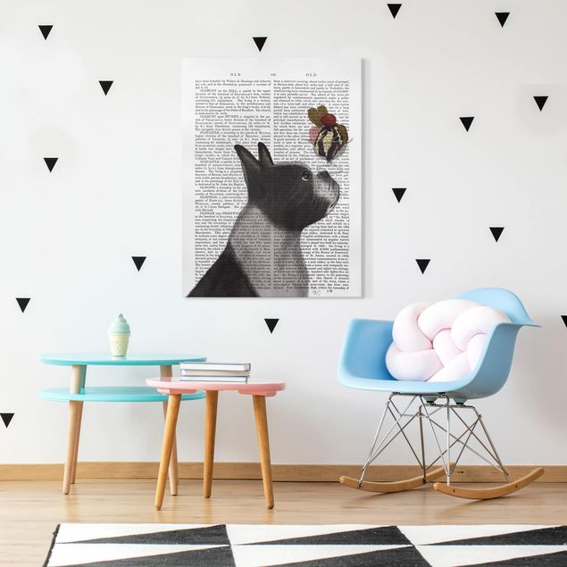 Canvas schilderijen Animal Reading - Terrier With Ice