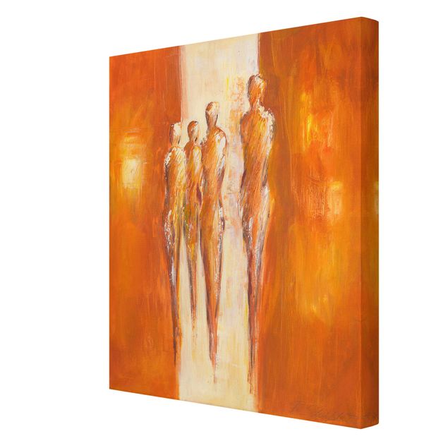 Canvas schilderijen Four Figures In Orange 02