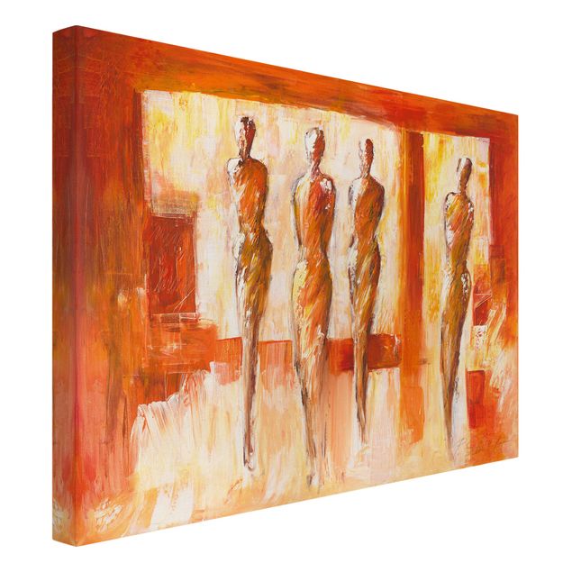 Canvas schilderijen Four Figures In Orange
