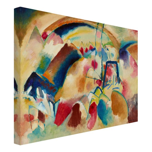 Canvas schilderijen Wassily Kandinsky - Landscape With Church (Landscape With Red Spotsi)