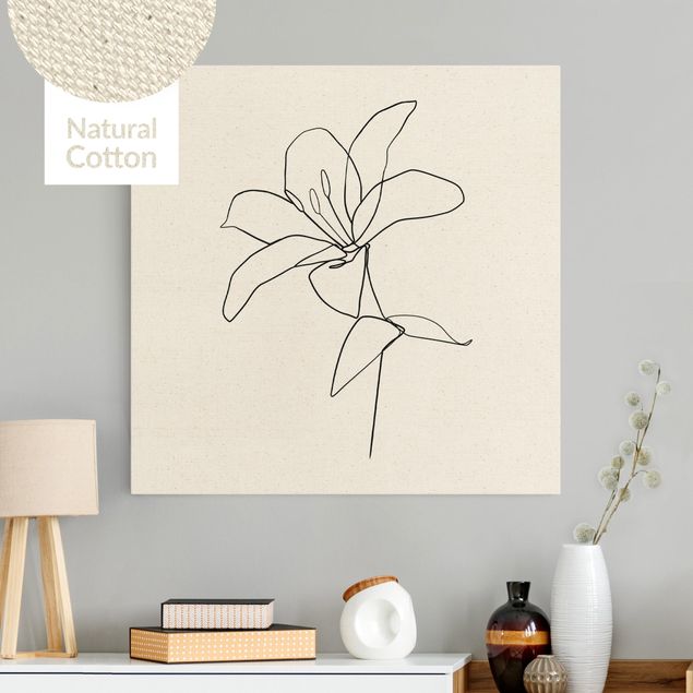 Natuurlijk canvas schilderijen Line Art Flower Black And White