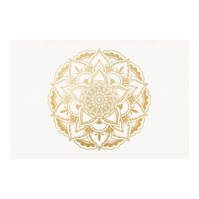 Fotobehang - Mandala Flower Gold White
