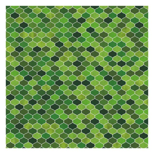 Fotobehang Moroccan Watercolour Pattern Green