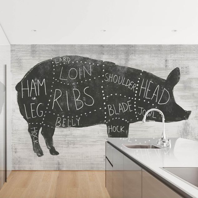 Fotobehang Butcher Board - Pig