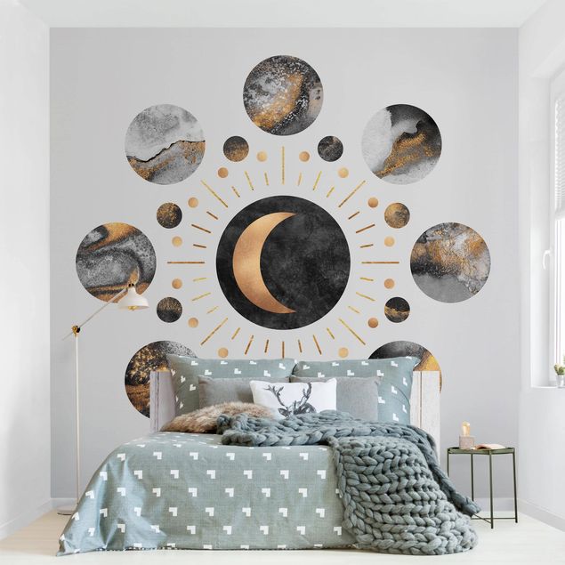 Fotobehang Moon Phases Abstract Gold