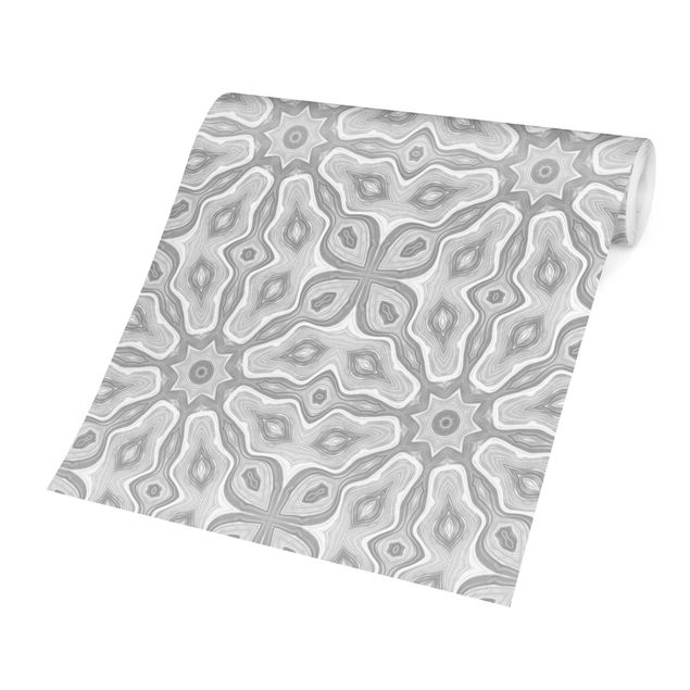 Fotobehang Pattern In Gray And Silver With Stars
