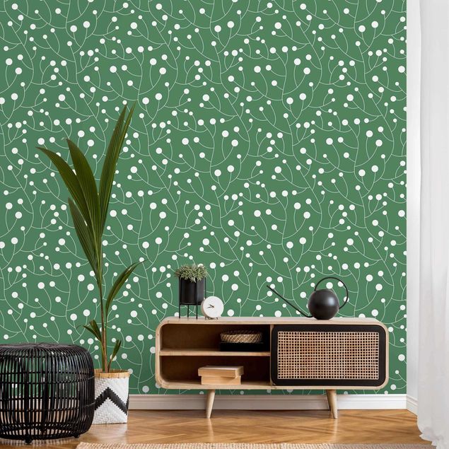 Fotobehang Natural Pattern Growth With Dots On Green