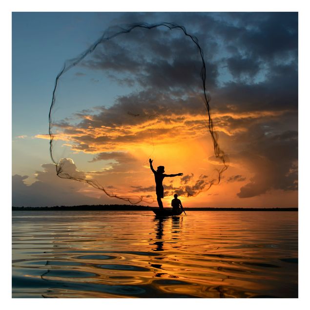 Fotobehang Fishing Net At Sunset