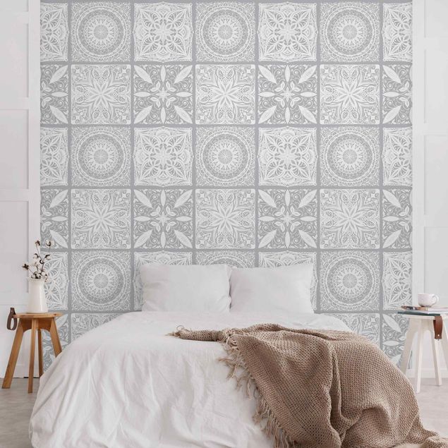 Fotobehang Oriantal Mandala Pattern Mix With Grey