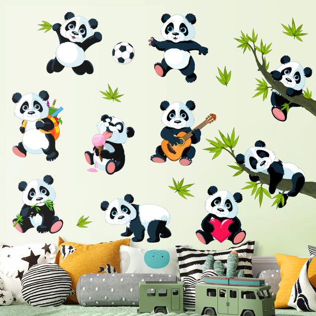 Muurstickers panda Pandabar mega set