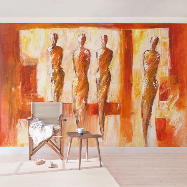 Fotobehang Petra Schüßler - Four Figures In Orange