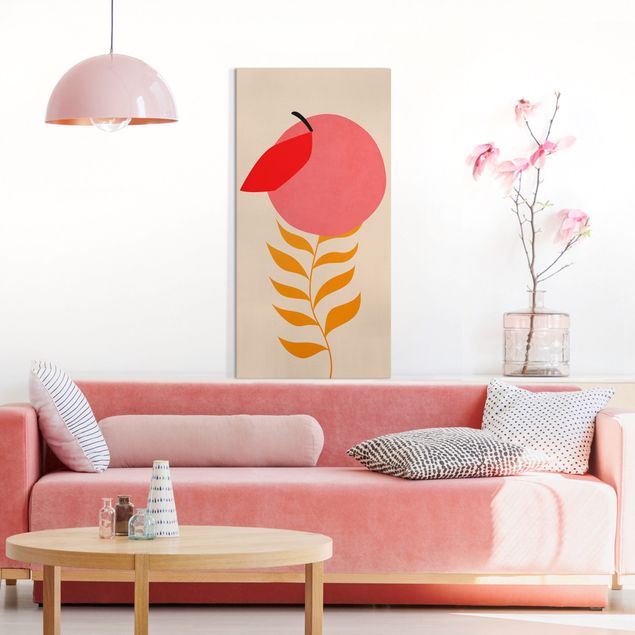 Canvas schilderijen Peach Plant In Pink