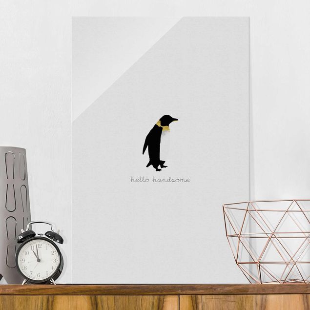 Glas Magnetboard Penguin Quote Hello Handsome