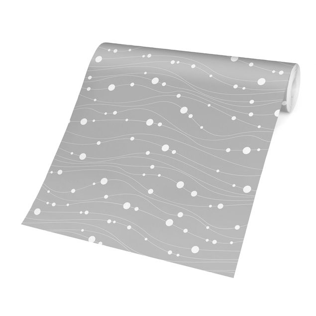 Fotobehang Dots On Wave Pattern In Front Of Gray