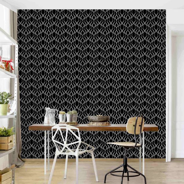 Patroonbehang Dot Pattern In Black