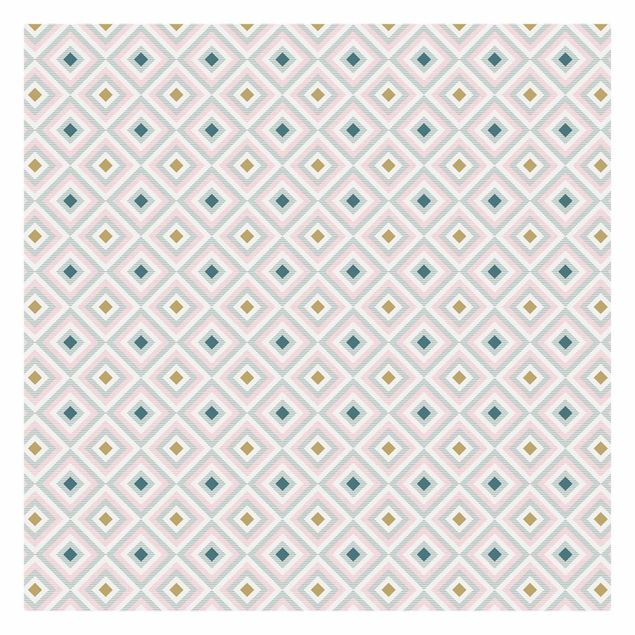 Fotobehang Rhombic Pattern With Stripes In Shades Of Pink And Blue