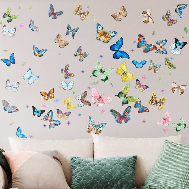 Muurstickers dieren Butterflies Watercolor XXL Set