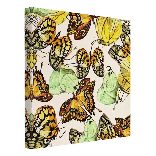 Natuurlijk canvas schilderijen Swarm Of Yellow Butterflies