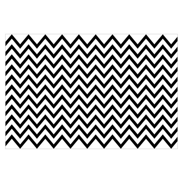 Patroonbehang Black And White Zigzag