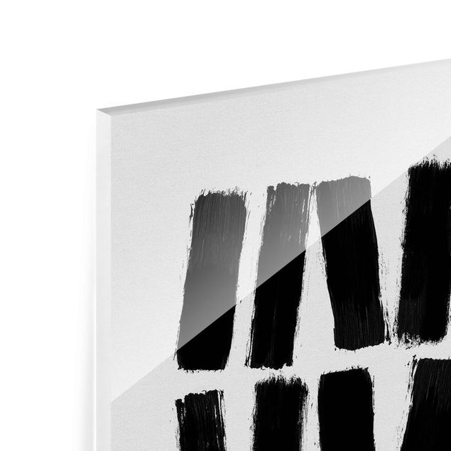 Glasschilderijen Black Paint Brush Strokes