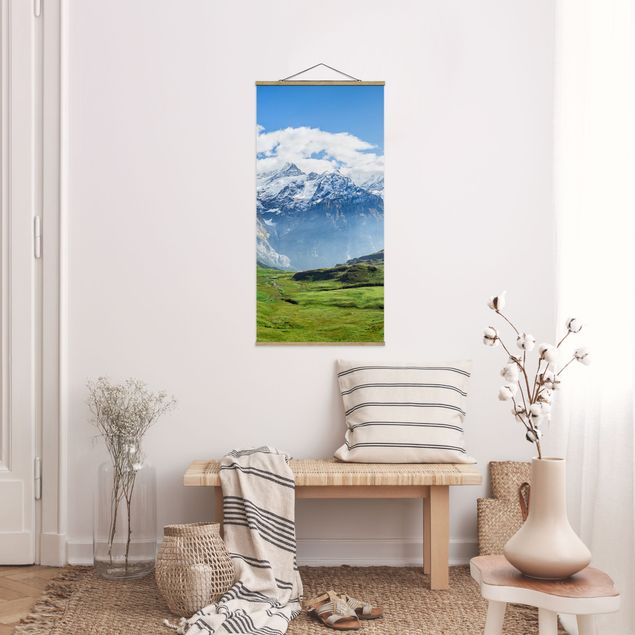 Stoffen schilderij met posterlijst Swiss Alpine Panorama