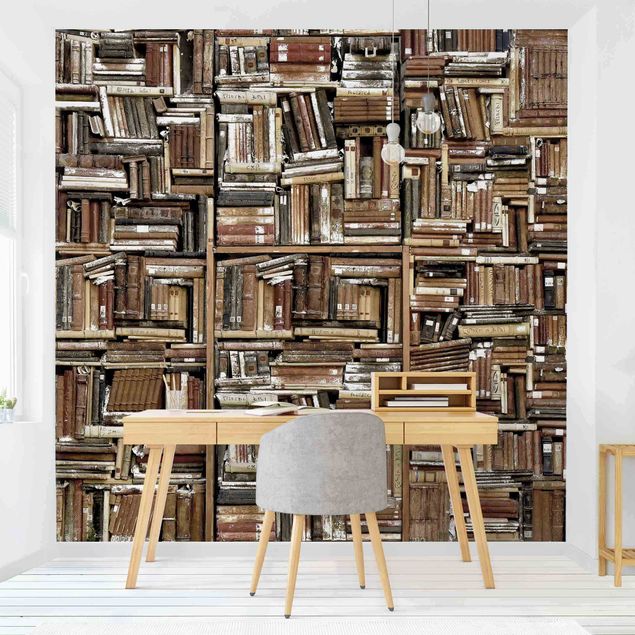 Fotobehang Shabby Wall Of Books