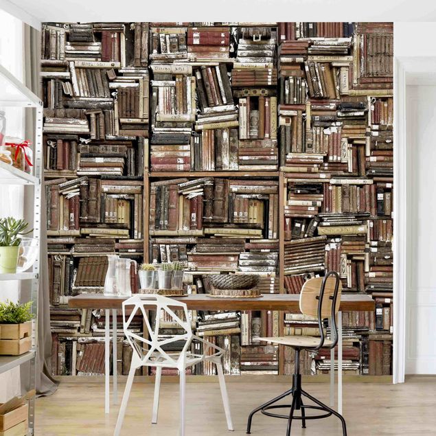 Fotobehang Shabby Wall Of Books
