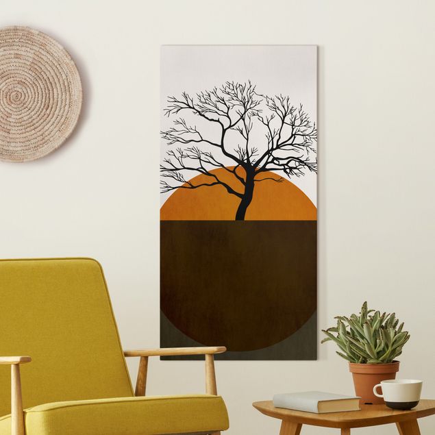 Canvas schilderijen Sun With Tree