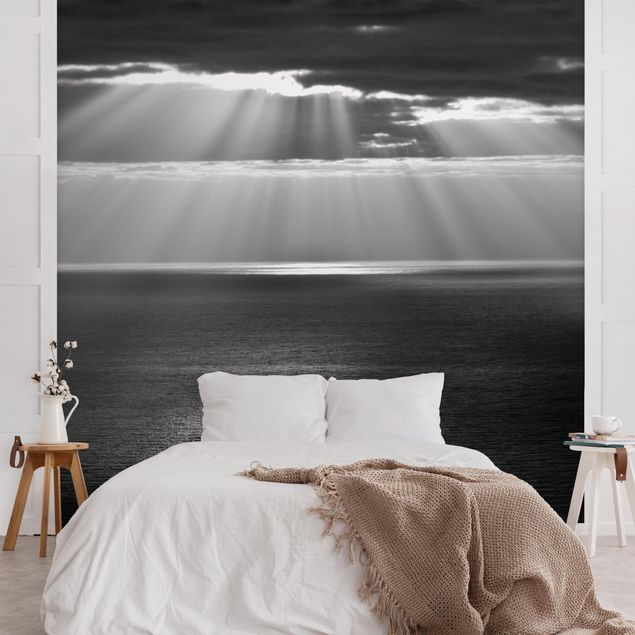 Fotobehang Sunlit Ocean Black And White