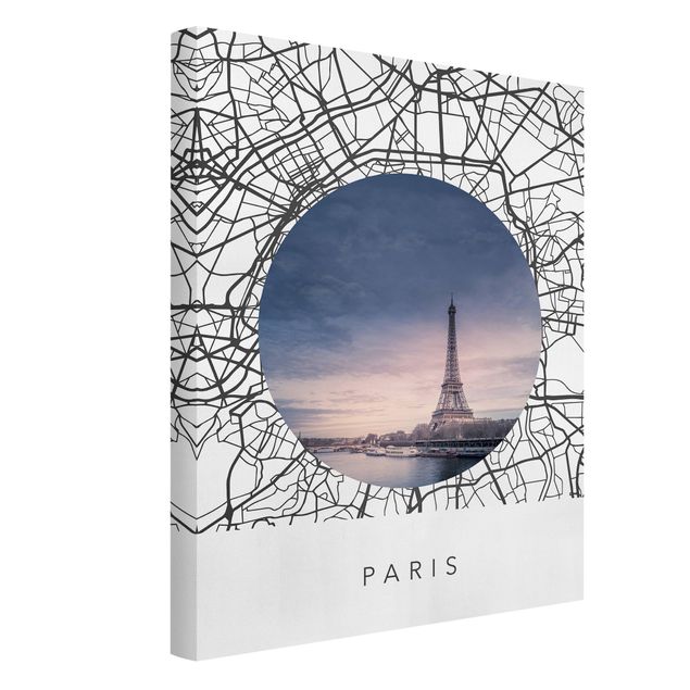 Canvas schilderijen Map Collage Paris